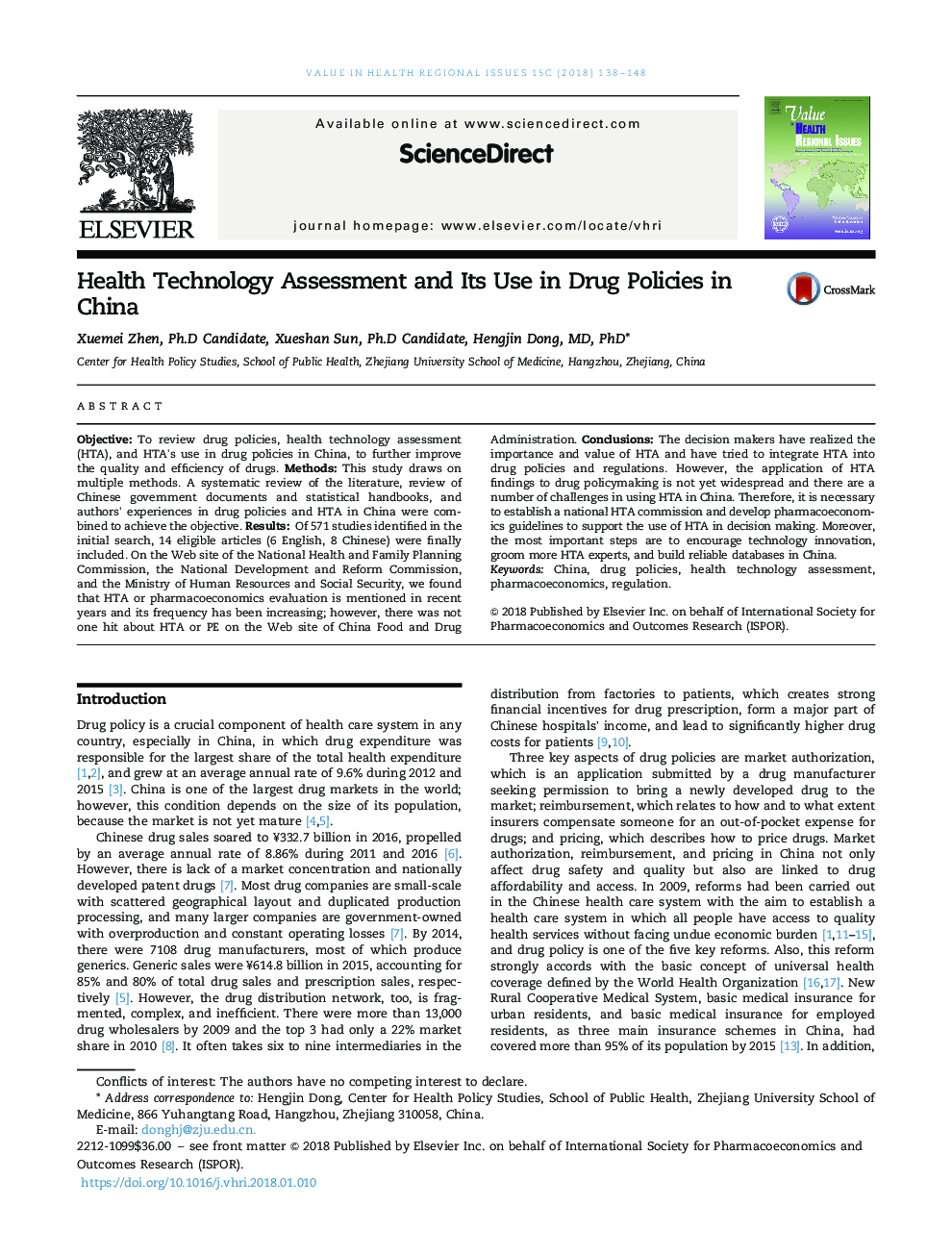 Health Technology Assessment and Its Use in Drug Policies in China