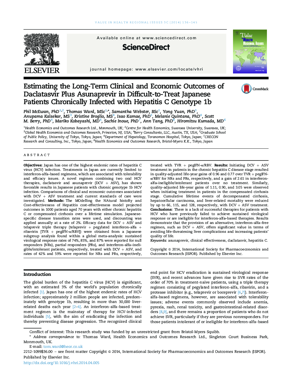 Estimating the Long-Term Clinical and Economic Outcomes of Daclatasvir Plus Asunaprevir in Difficult-to-Treat Japanese Patients Chronically Infected with Hepatitis C Genotype 1b