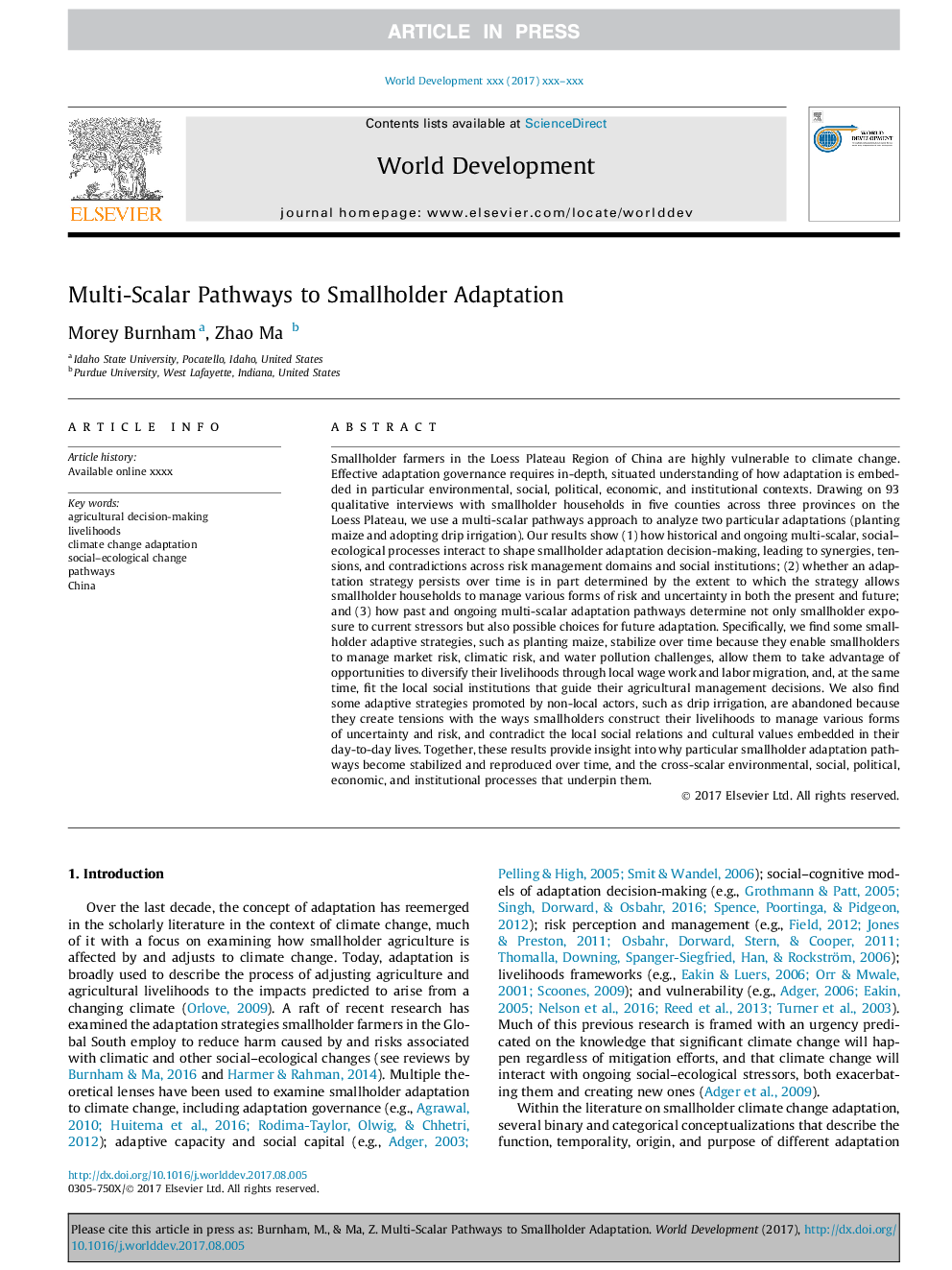 Multi-Scalar Pathways to Smallholder Adaptation