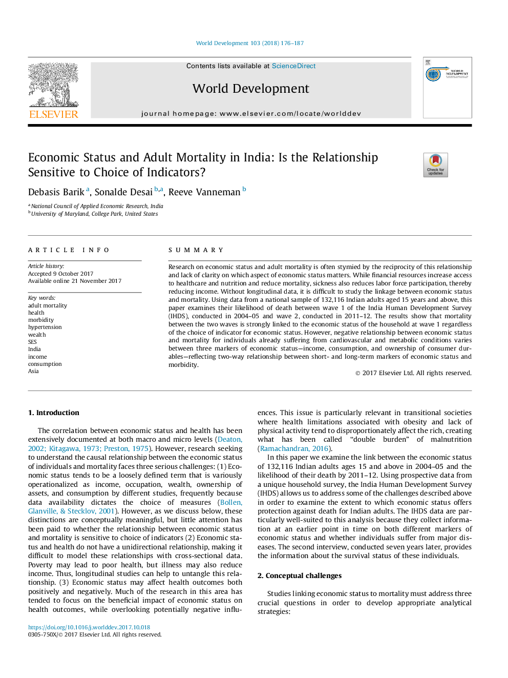 Economic Status and Adult Mortality in India: Is the Relationship Sensitive to Choice of Indicators?