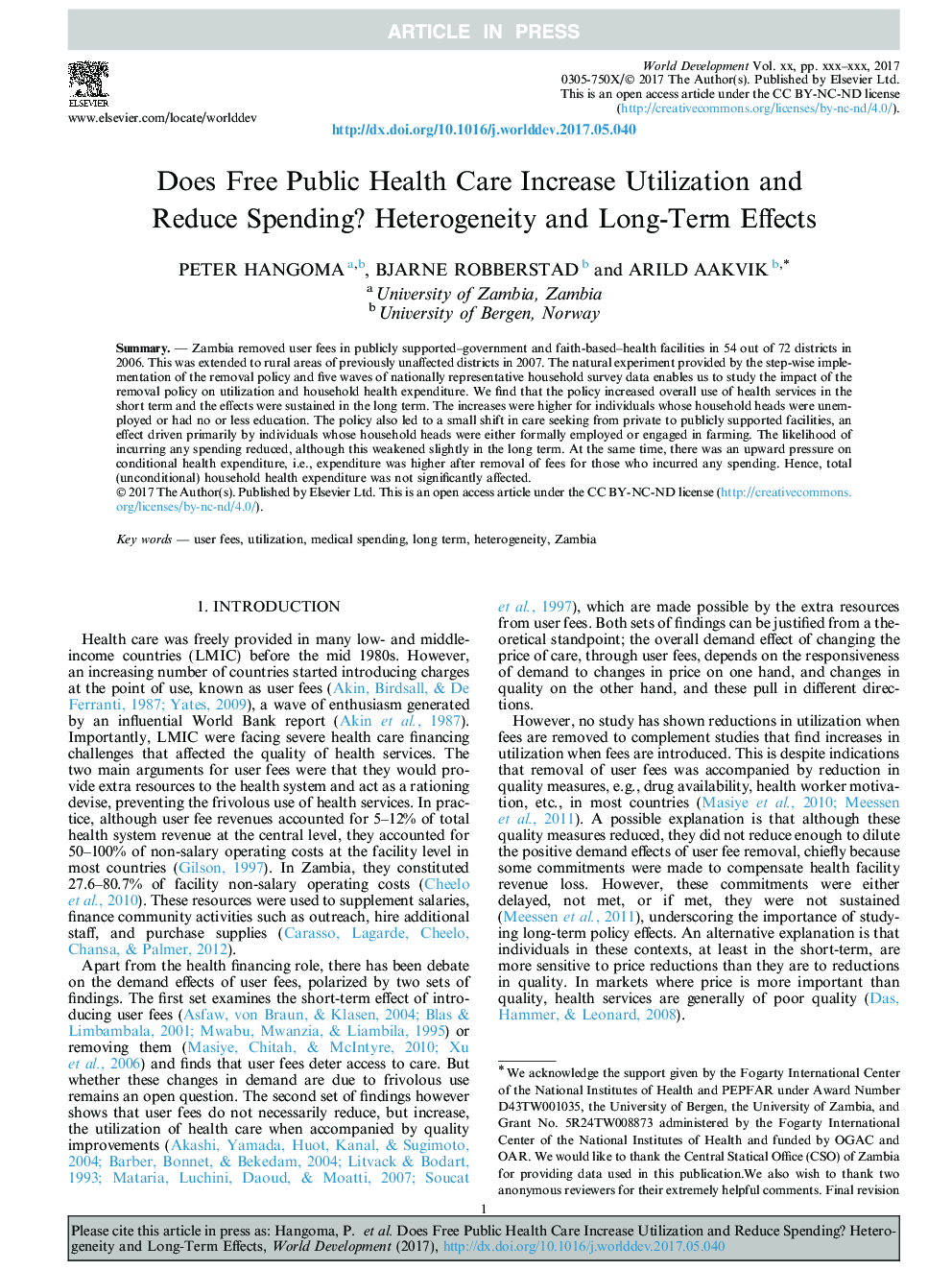 آیا استفاده از خدمات رایگان بهداشت عمومی افزایش می یابد و هزینه ها را کاهش می دهد؟ عدم همبستگی و اثرات بلند مدت 