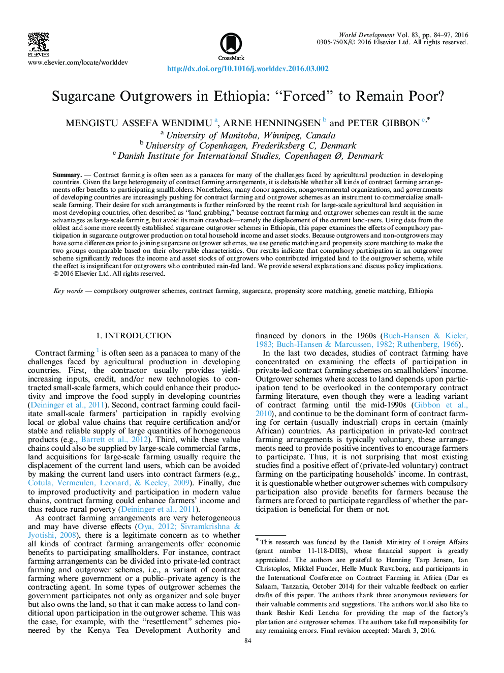 Sugarcane Outgrowers in Ethiopia: “Forced” to Remain Poor?