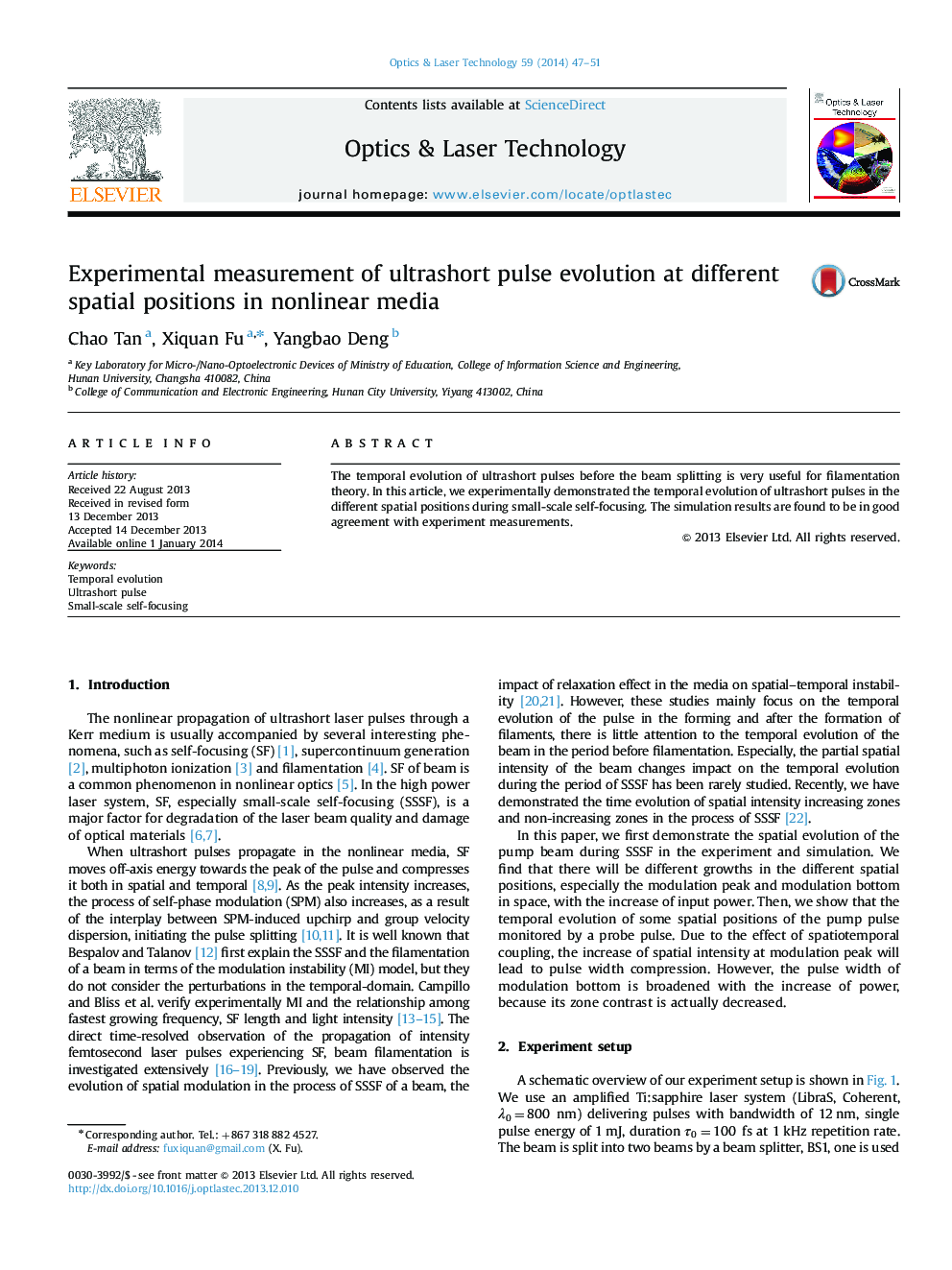 Experimental measurement of ultrashort pulse evolution at different spatial positions in nonlinear media