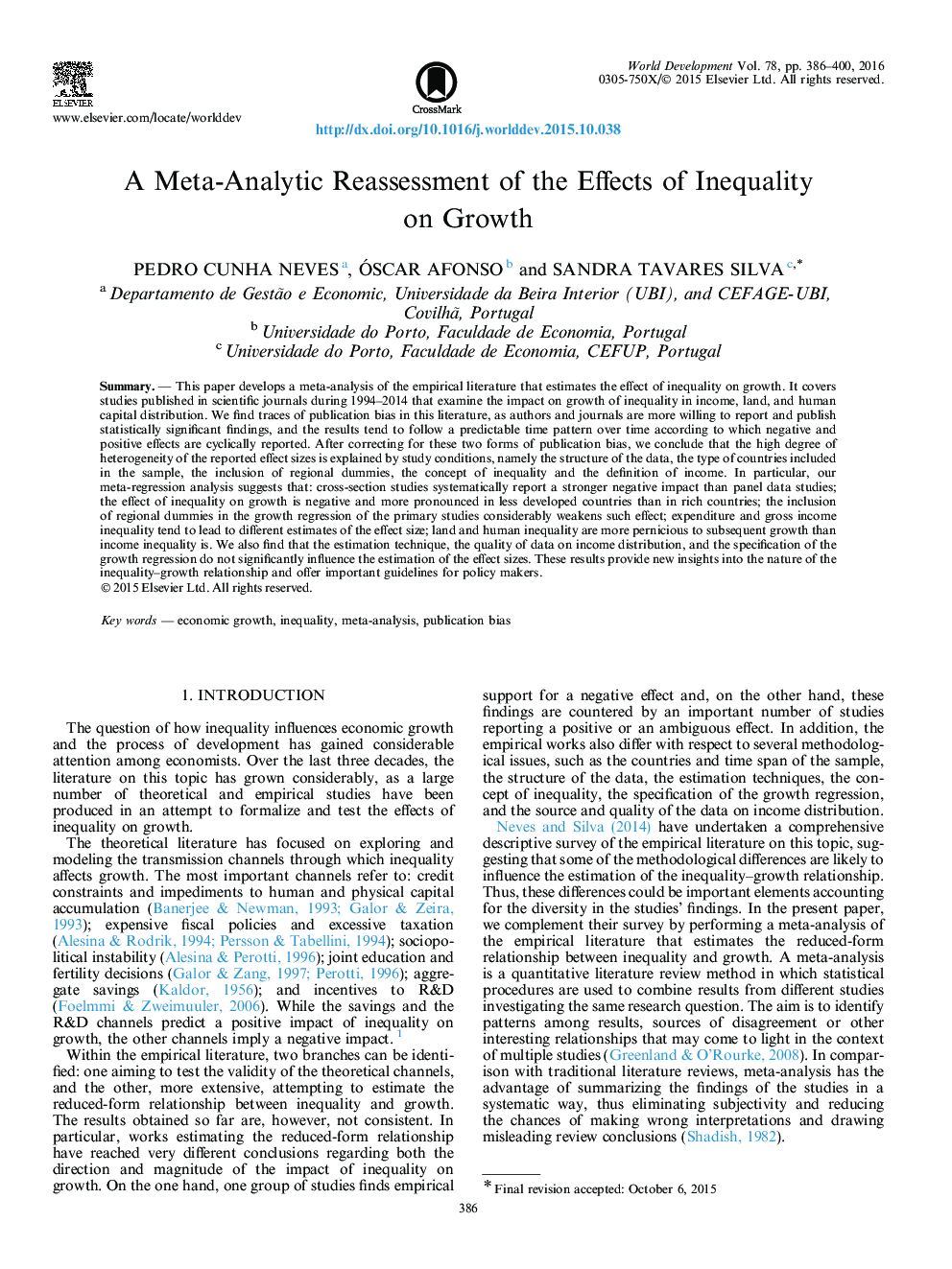 A Meta-Analytic Reassessment of the Effects of Inequality on Growth