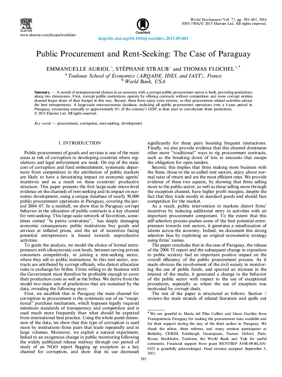 تدارکات دولتی و اجاره بها: پرونده پاراگوئه 