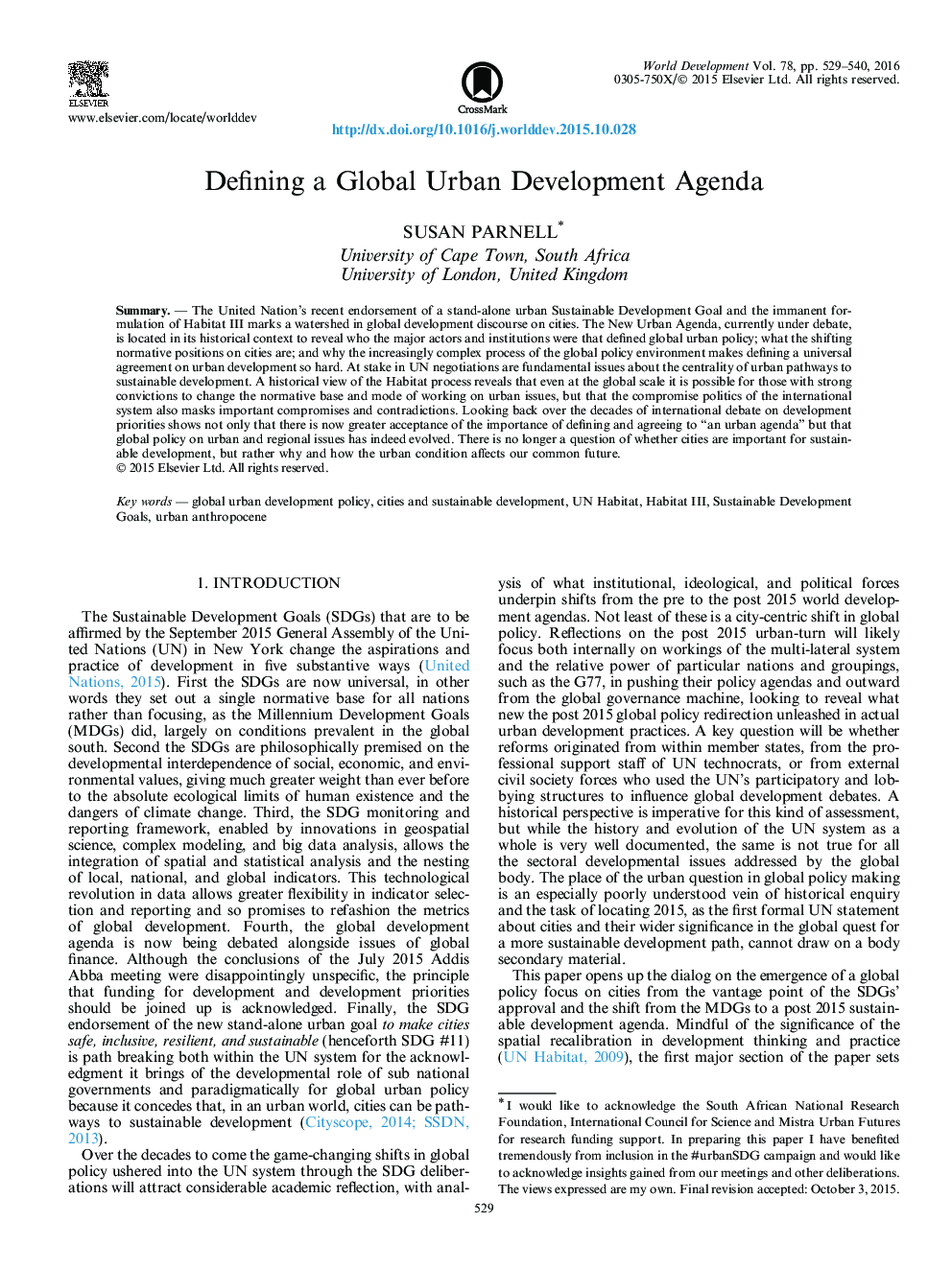 تعریف یک برنامه جهانی توسعه شهری 