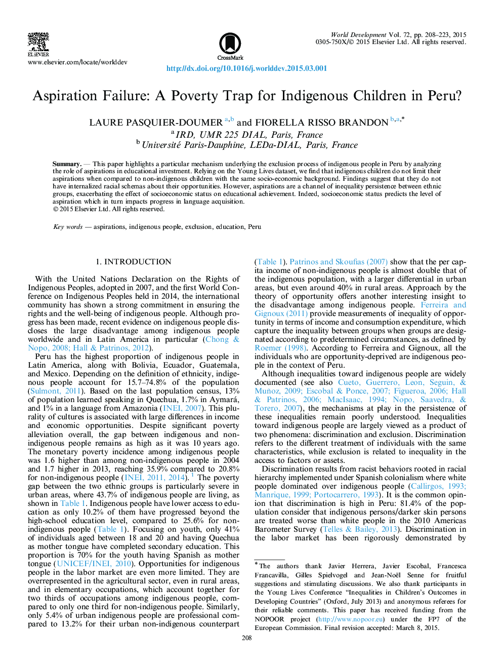 شکست آسپیراسیون: فقر برای کودکان بومی در پرو؟ 