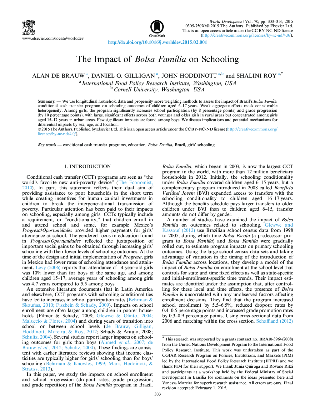 عکس صفحه اول مقاله: The Impact of Bolsa FamÃlia on Schooling The Impact of Bolsa FamÃlia on Schooling