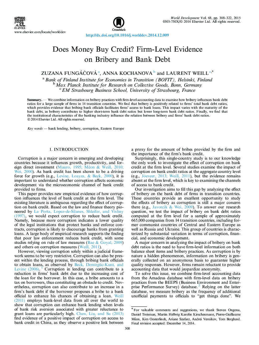 Does Money Buy Credit? Firm-Level Evidence on Bribery and Bank Debt