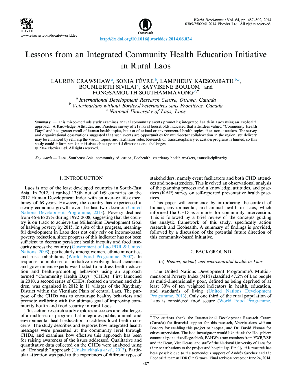درسهای یک برنامه آموزشی جامع بهداشت عمومی در روستای لائوس 