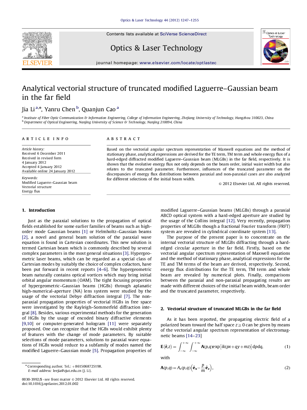 Analytical vectorial structure of truncated modified Laguerre–Gaussian beam in the far field