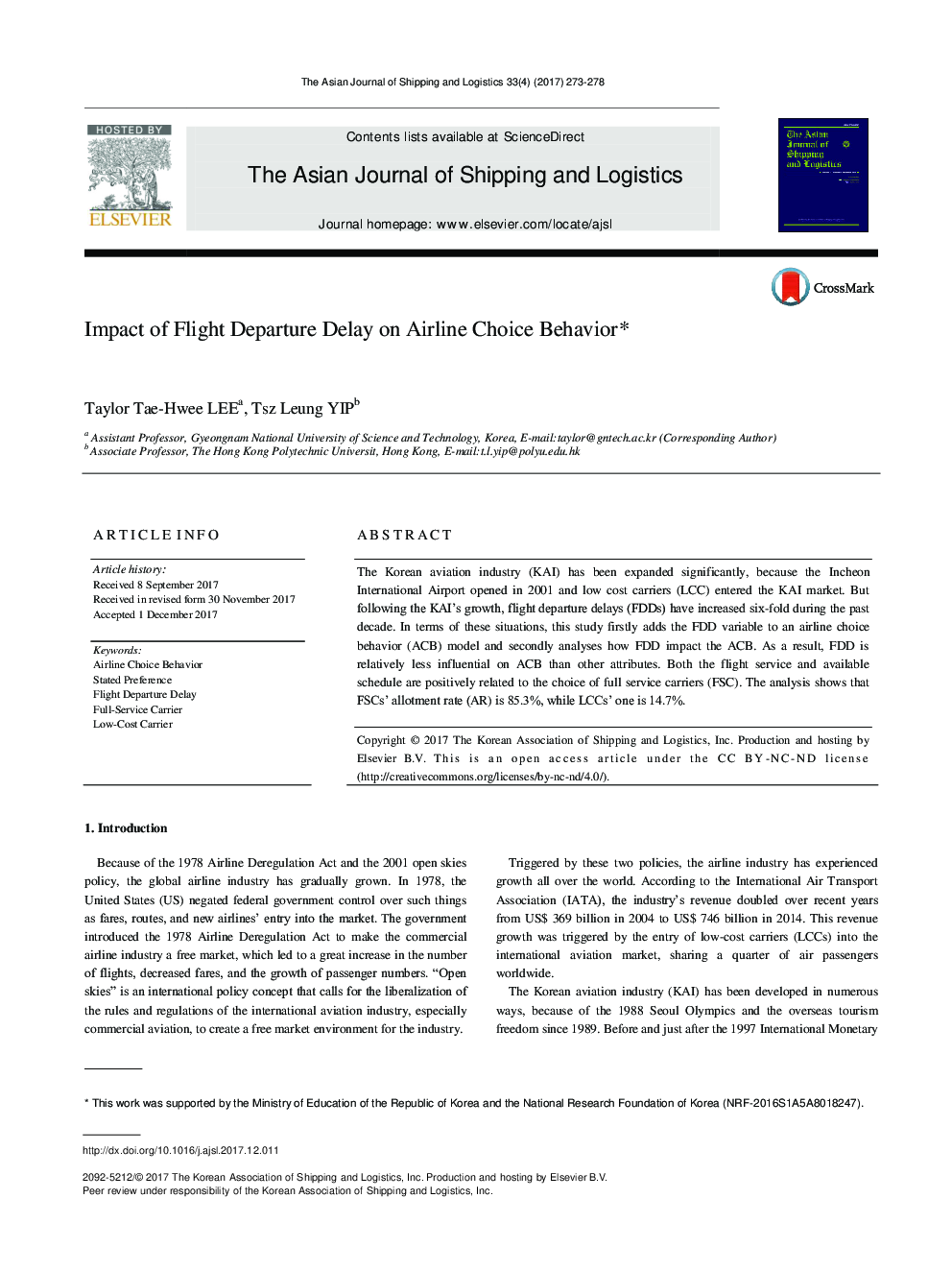 Impact of Flight Departure Delay on Airline Choice Behavior