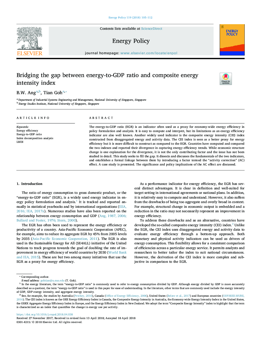 Bridging the gap between energy-to-GDP ratio and composite energy intensity index