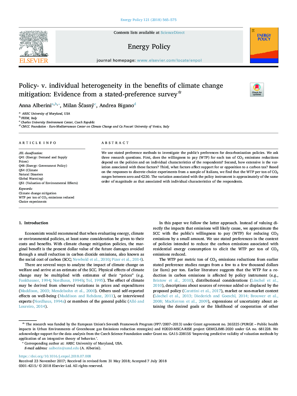 Policy- v. individual heterogeneity in the benefits of climate change mitigation: Evidence from a stated-preference survey