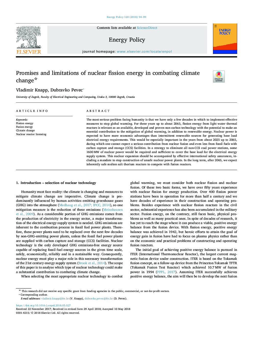 Promises and limitations of nuclear fission energy in combating climate change