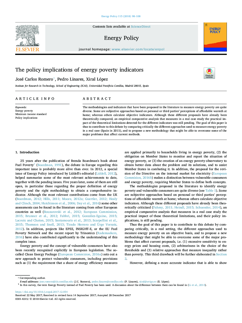 پیامدهای سیاست های شاخص های فقر انرژی 