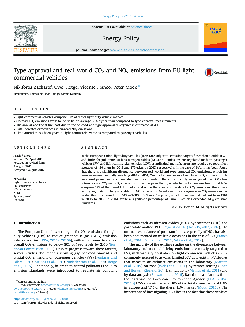 Type approval and real-world CO2 and NOx emissions from EU light commercial vehicles