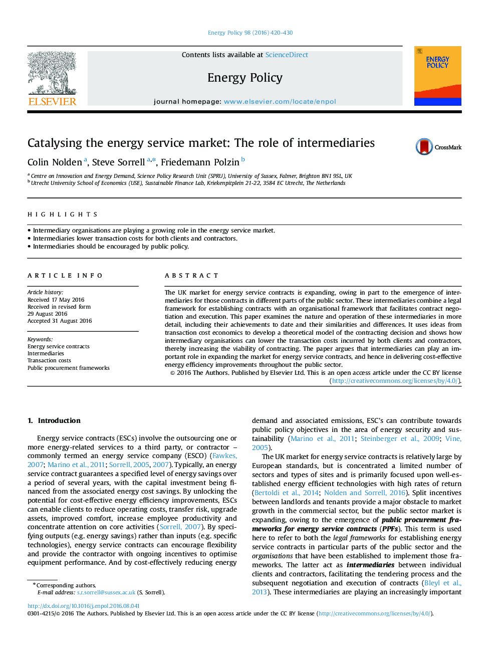 عرضه خدمات بازار انرژی: نقش واسطه ها 