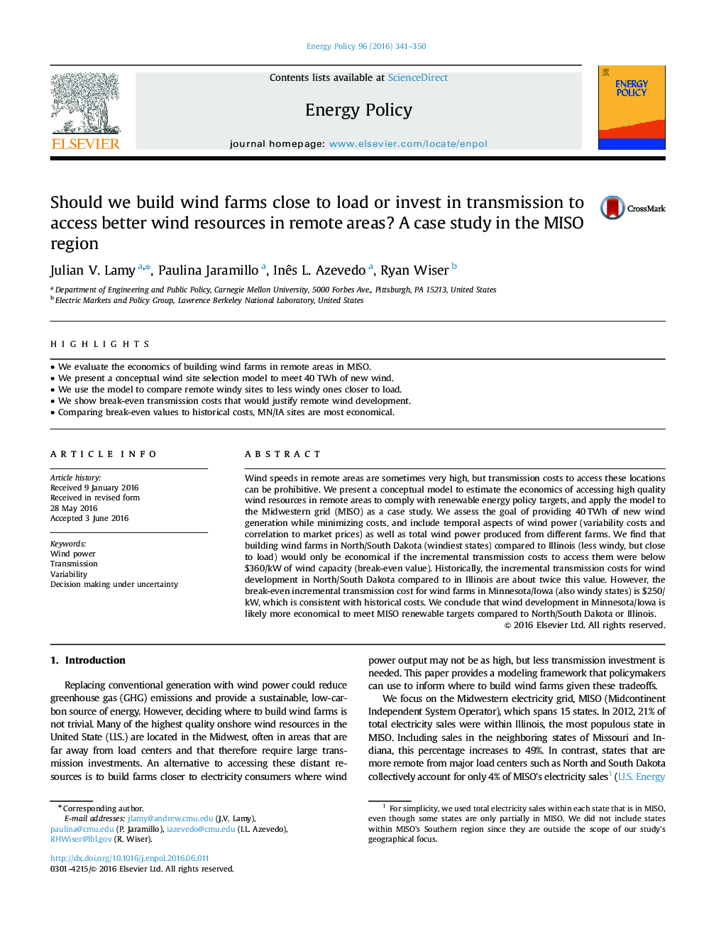 Should we build wind farms close to load or invest in transmission to access better wind resources in remote areas? A case study in the MISO region