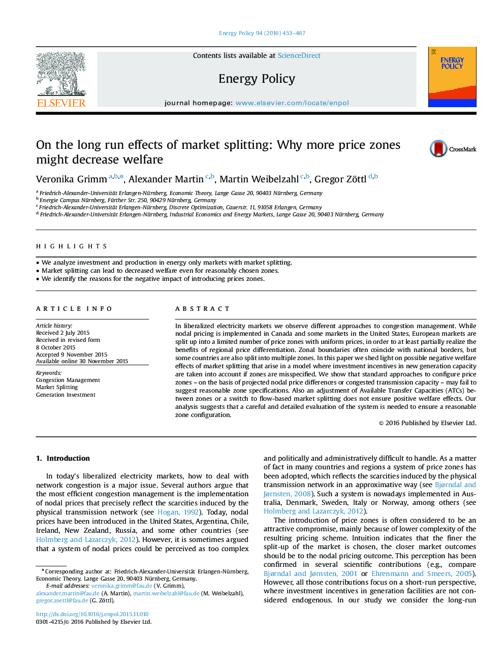 On the long run effects of market splitting: Why more price zones might decrease welfare