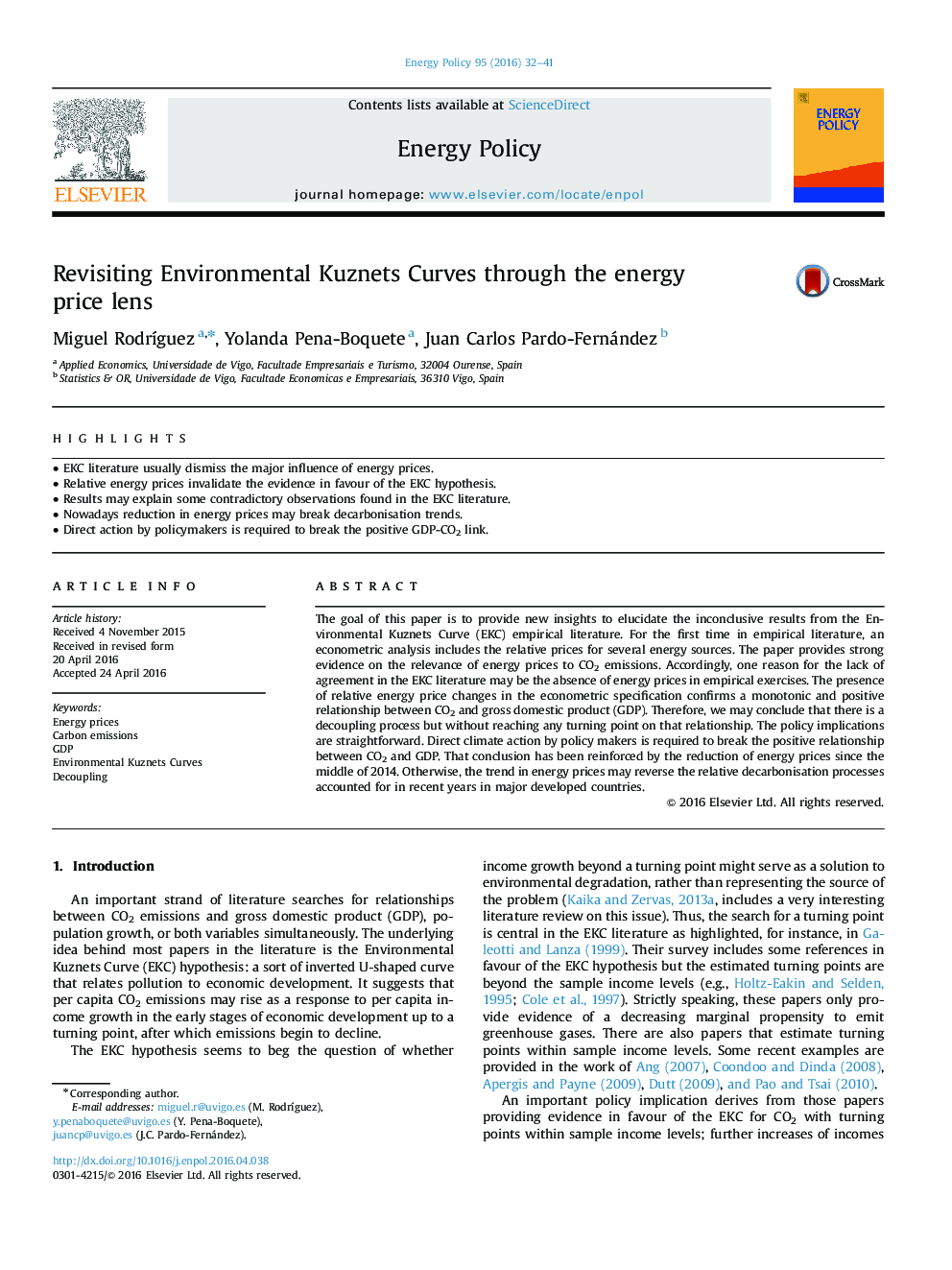 Revisiting Environmental Kuznets Curves through the energy price lens