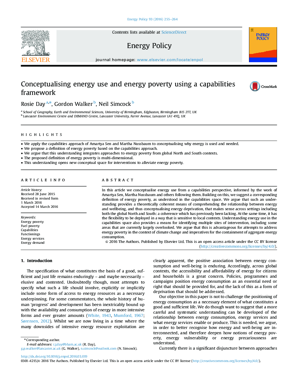 Conceptualising energy use and energy poverty using a capabilities framework