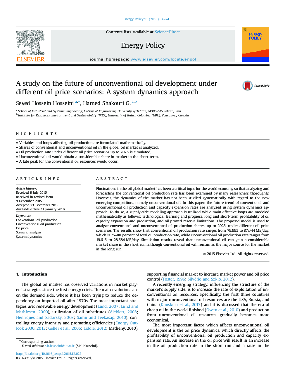 A study on the future of unconventional oil development under different oil price scenarios: A system dynamics approach