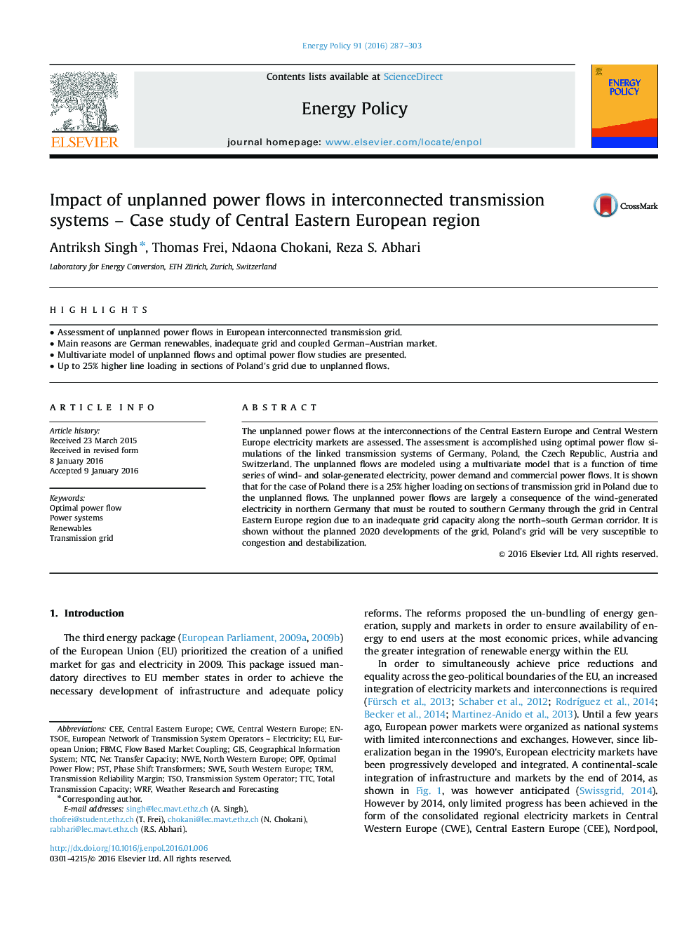 Impact of unplanned power flows in interconnected transmission systems - Case study of Central Eastern European region