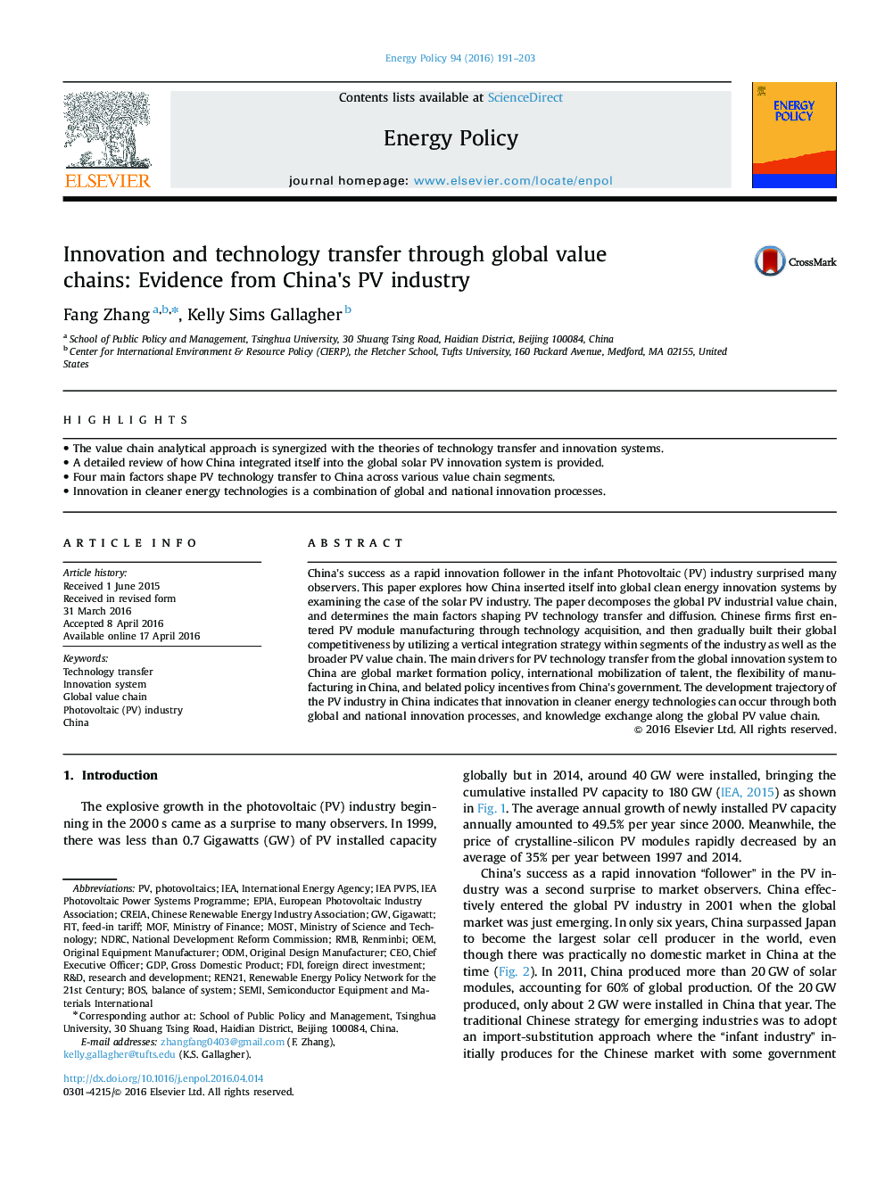 Innovation and technology transfer through global value chains: Evidence from China's PV industry