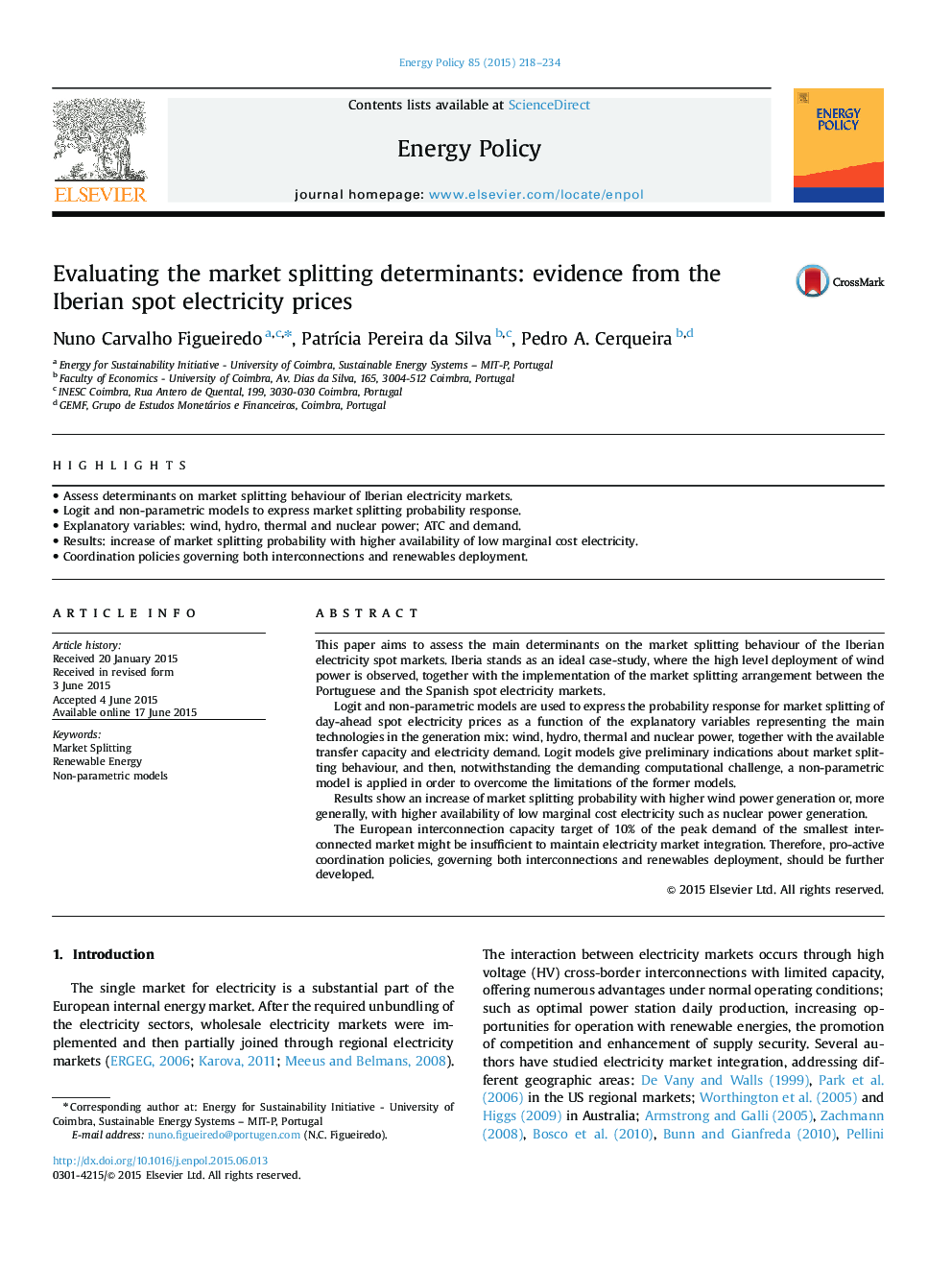 Evaluating the market splitting determinants: evidence from the Iberian spot electricity prices