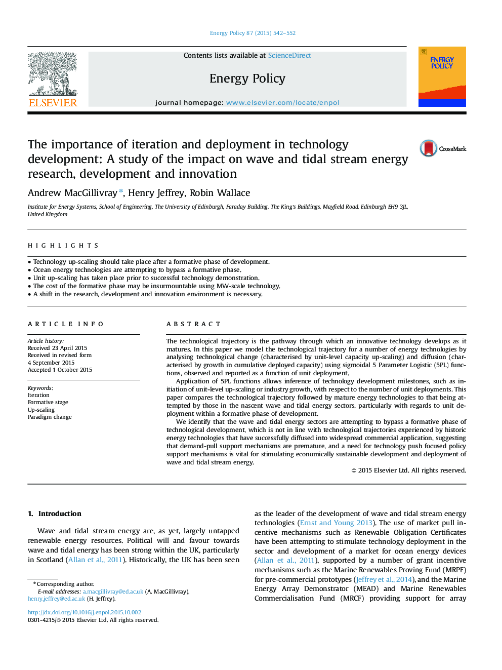 The importance of iteration and deployment in technology development: A study of the impact on wave and tidal stream energy research, development and innovation