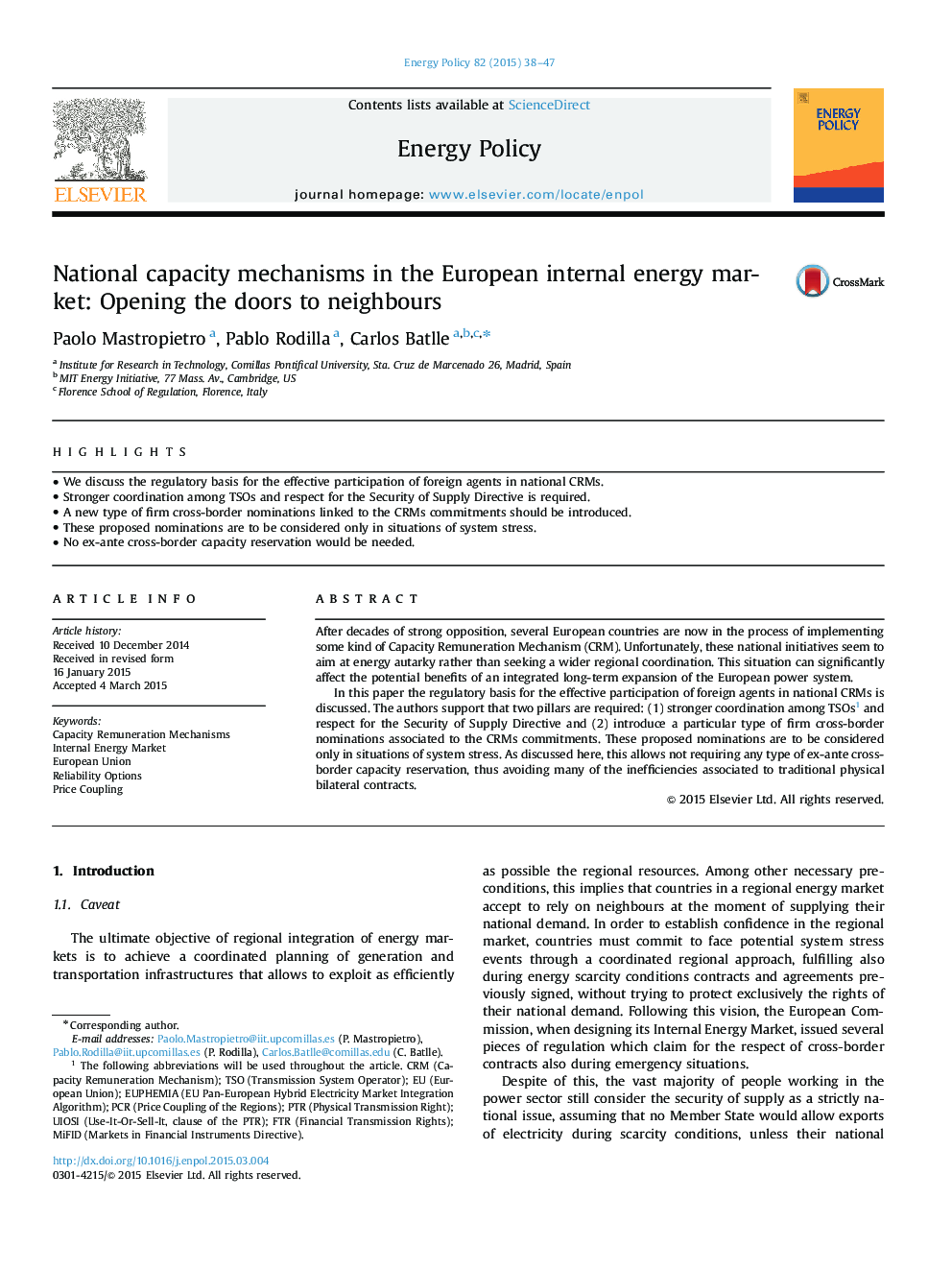 National capacity mechanisms in the European internal energy market: Opening the doors to neighbours