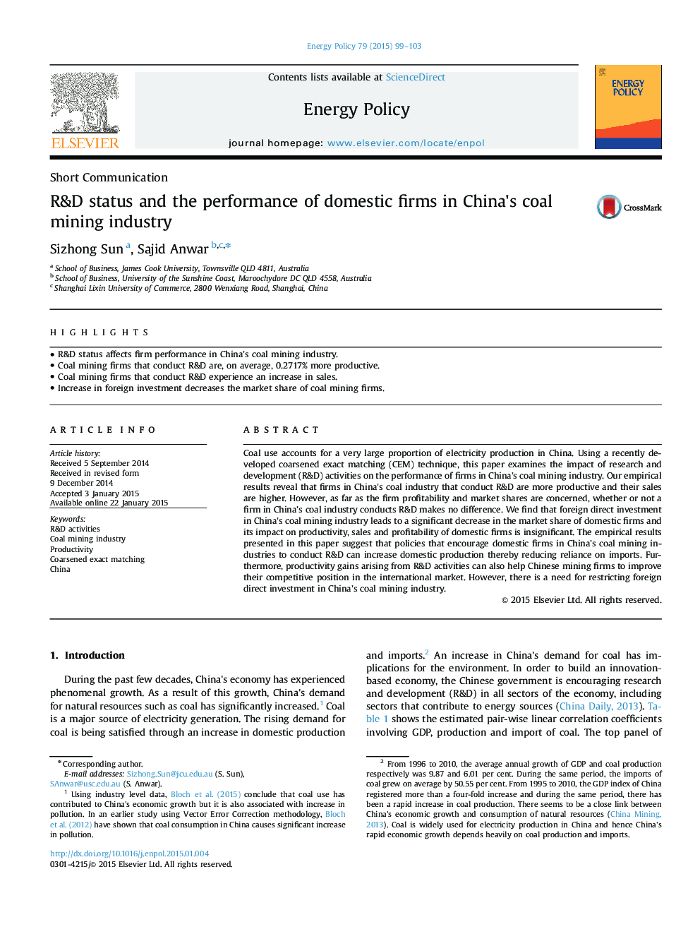 وضعیت تحقیق و توسعه و عملکرد شرکت های داخلی در صنعت معدن زغال سنگ چین 