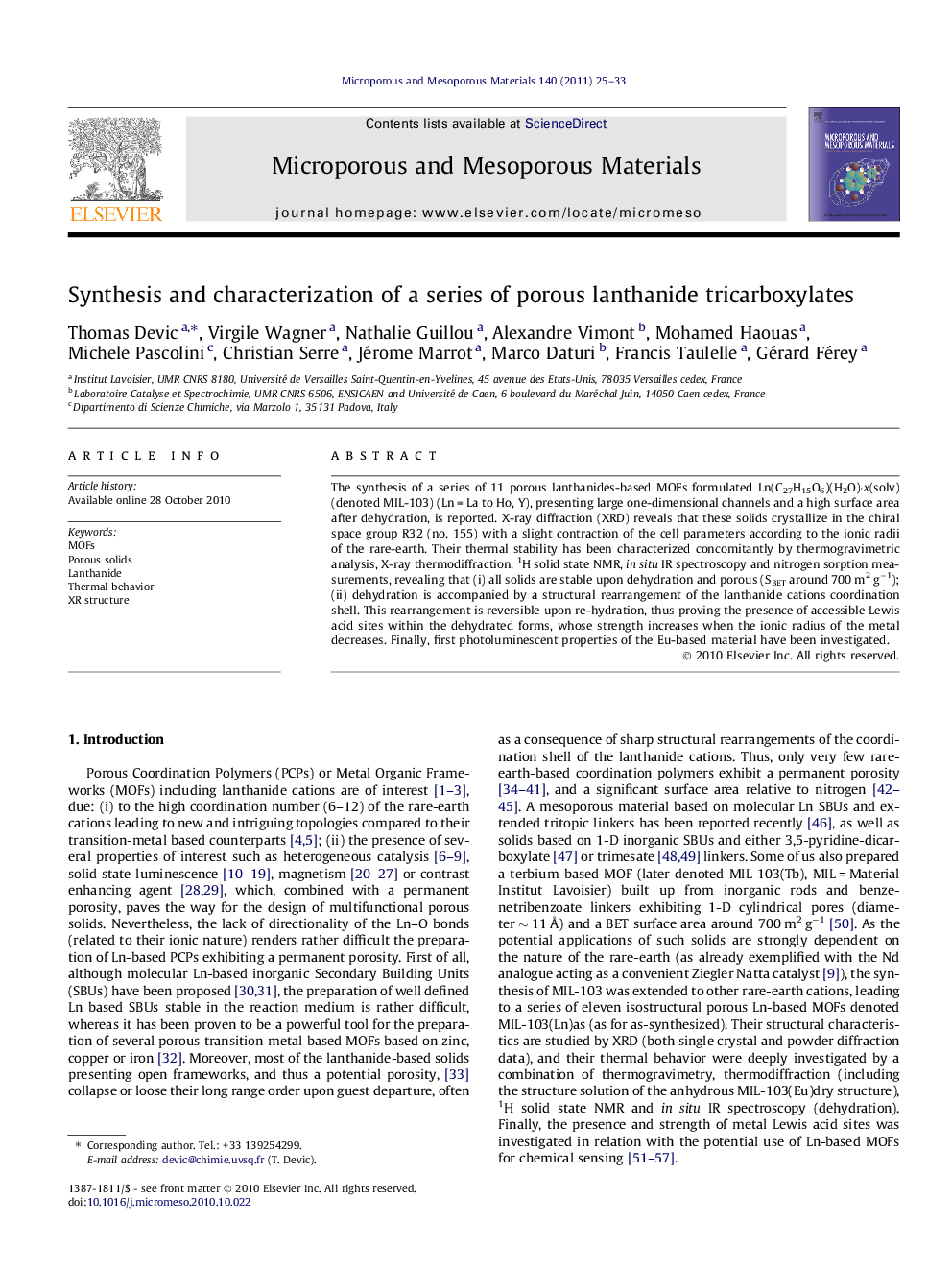 Synthesis and characterization of a series of porous lanthanide tricarboxylates