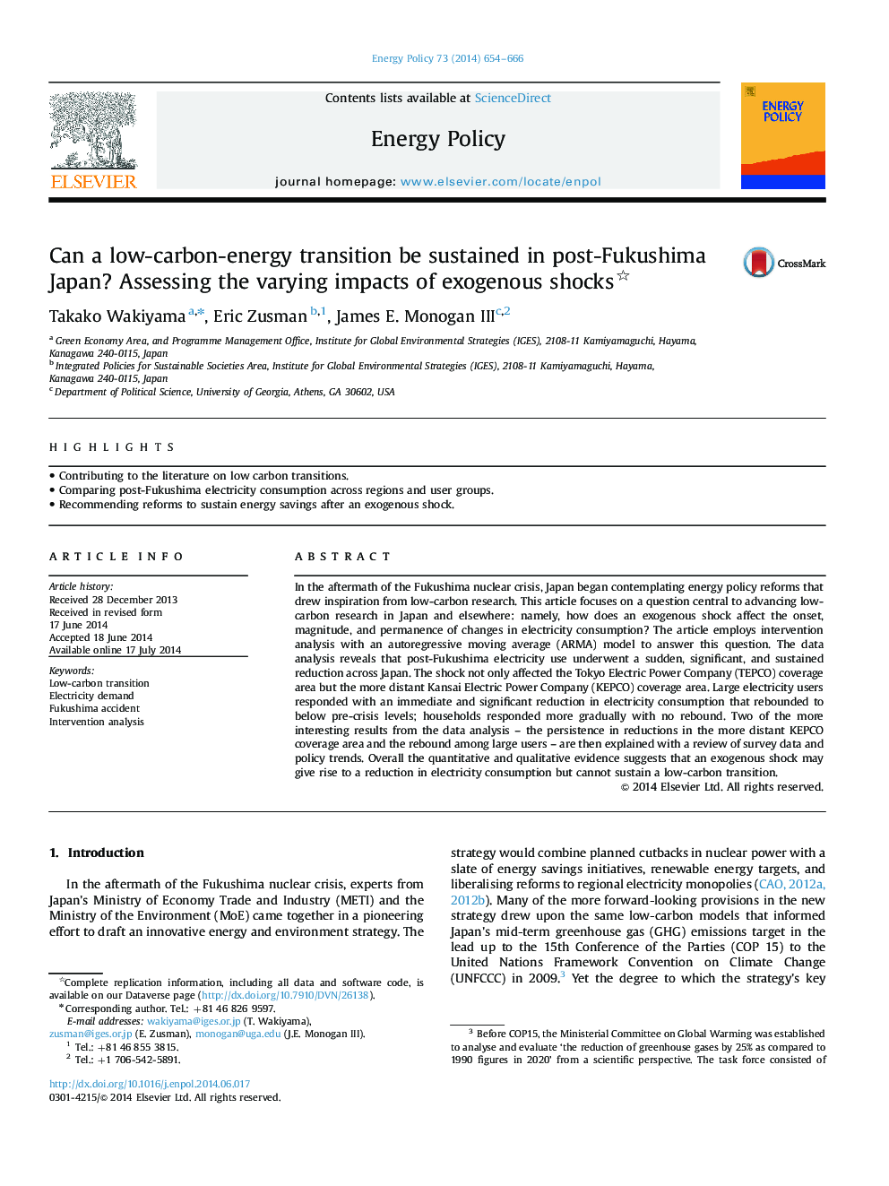 Can a low-carbon-energy transition be sustained in post-Fukushima Japan? Assessing the varying impacts of exogenous shocks