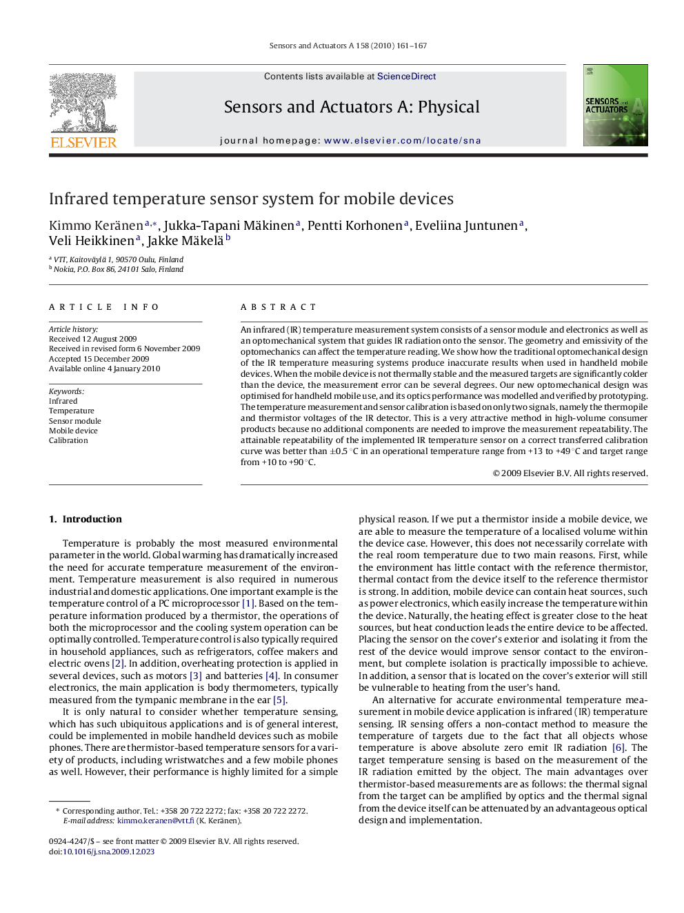 Infrared temperature sensor system for mobile devices