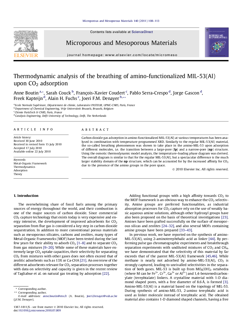 Thermodynamic analysis of the breathing of amino-functionalized MIL-53(Al) upon CO2 adsorption