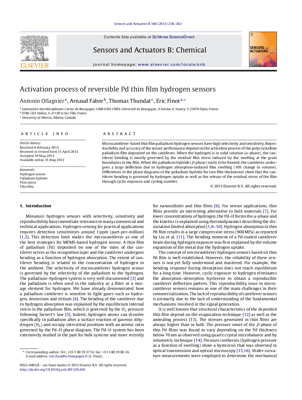 Activation process of reversible Pd thin film hydrogen sensors