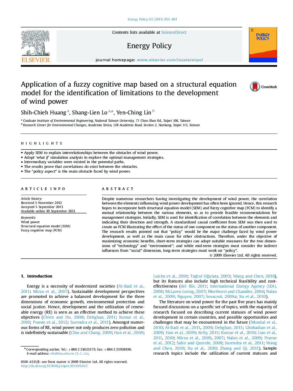 Application of a fuzzy cognitive map based on a structural equation model for the identification of limitations to the development of wind power