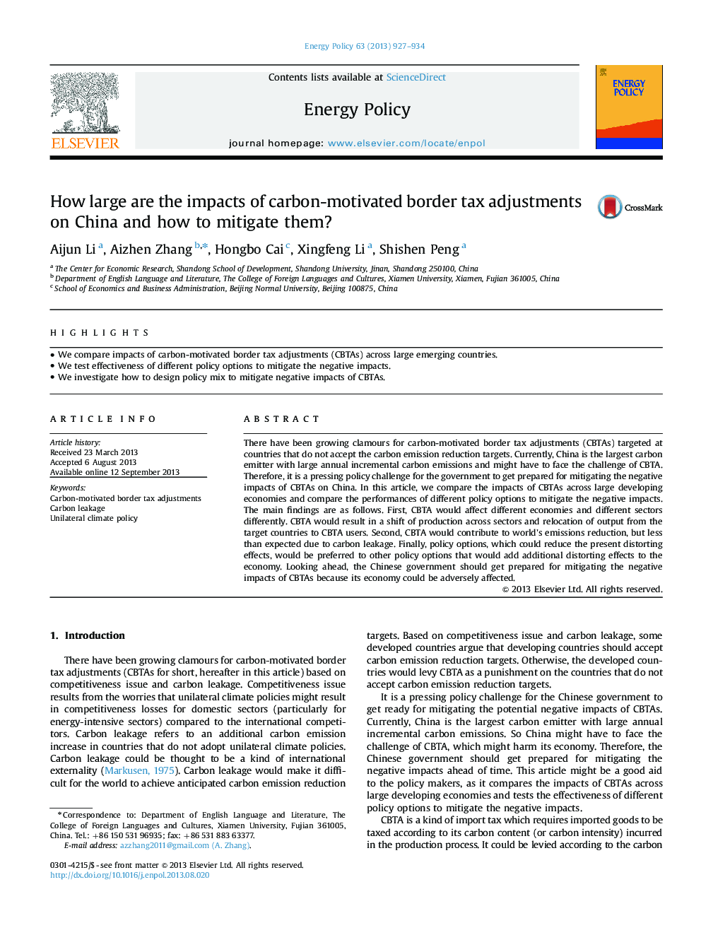 How large are the impacts of carbon-motivated border tax adjustments on China and how to mitigate them?