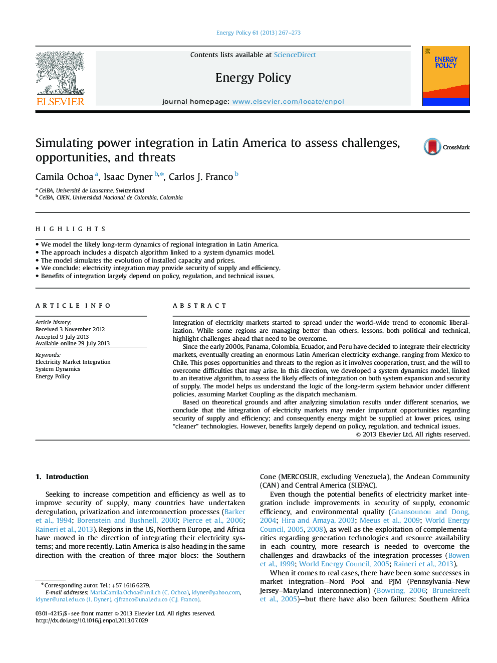 Simulating power integration in Latin America to assess challenges, opportunities, and threats