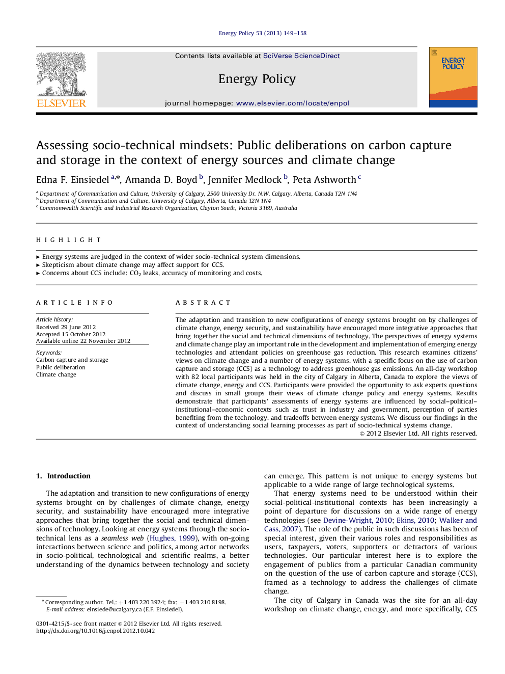 Assessing socio-technical mindsets: Public deliberations on carbon capture and storage in the context of energy sources and climate change