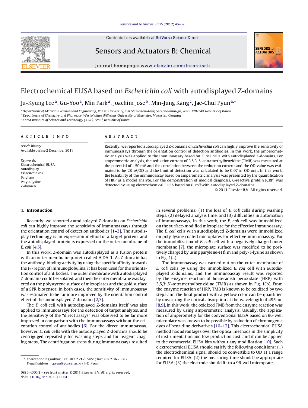 Electrochemical ELISA based on Escherichia coli with autodisplayed Z-domains