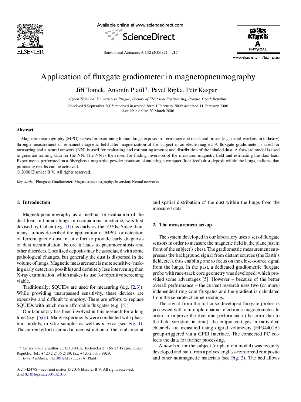 Application of fluxgate gradiometer in magnetopneumography