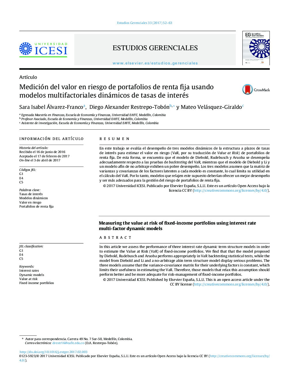 Medición del valor en riesgo de portafolios de renta fija usando modelos multifactoriales dinámicos de tasas de interés