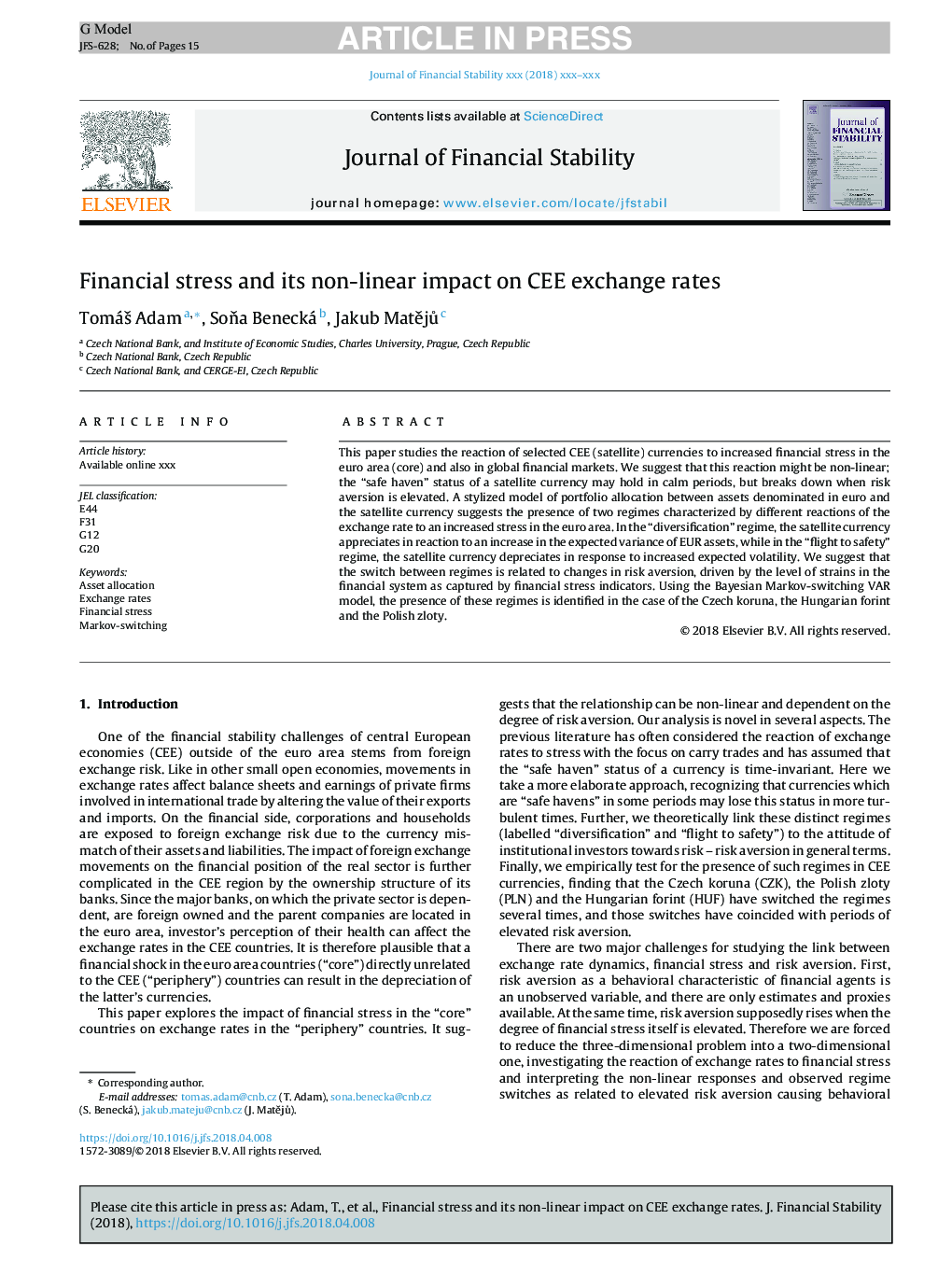 Financial stress and its non-linear impact on CEE exchange rates