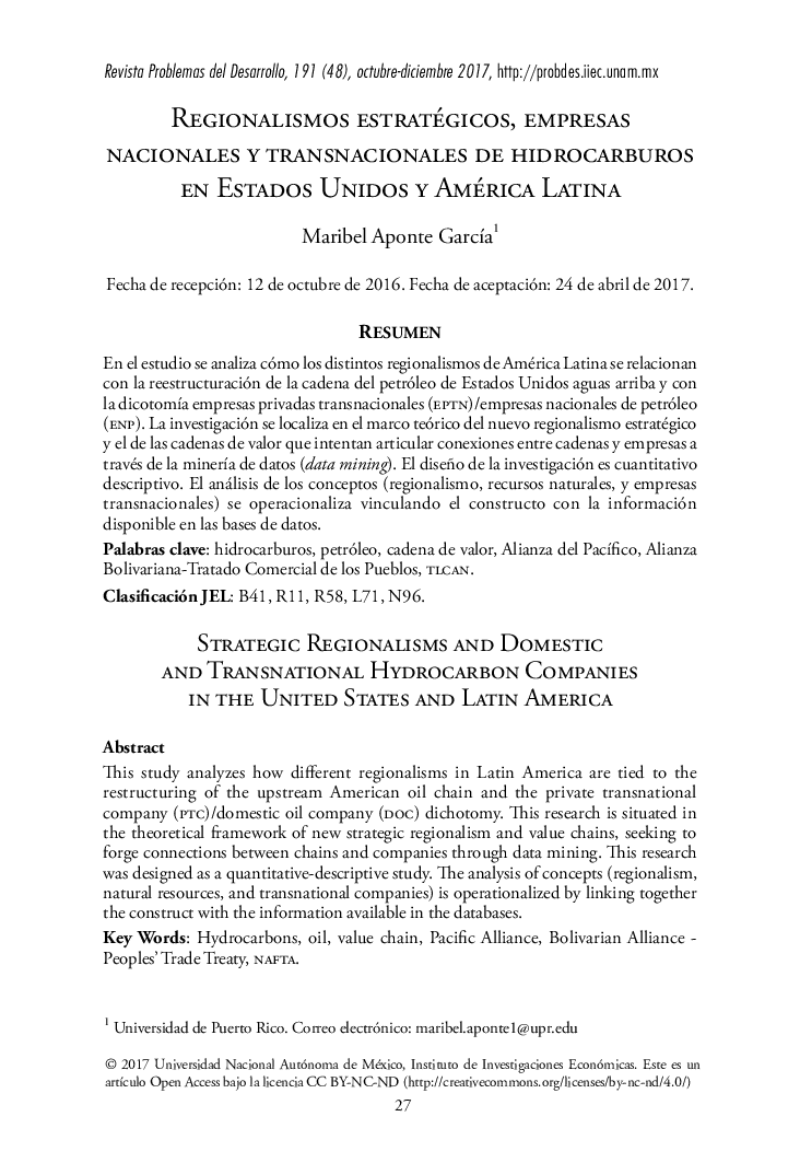 REGIONALISMOS ESTRATÃGICOS, EMPRESAS NACIONALES Y TRANSNACIONALES DE HIDROCARBUROS EN ESTADOS UNIDOS Y AMÃRICA LATINA