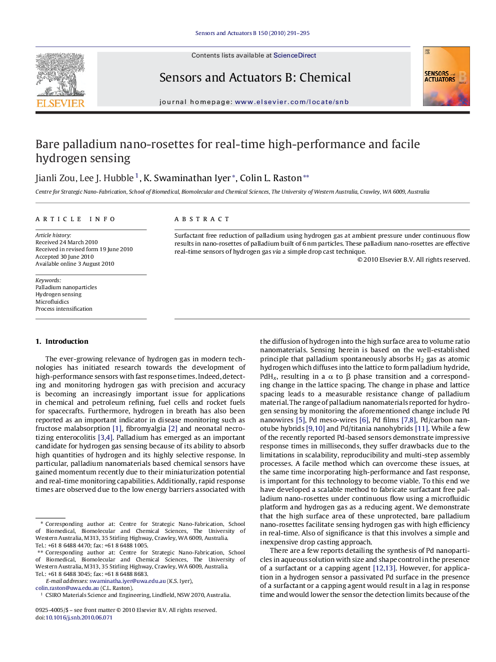 Bare palladium nano-rosettes for real-time high-performance and facile hydrogen sensing