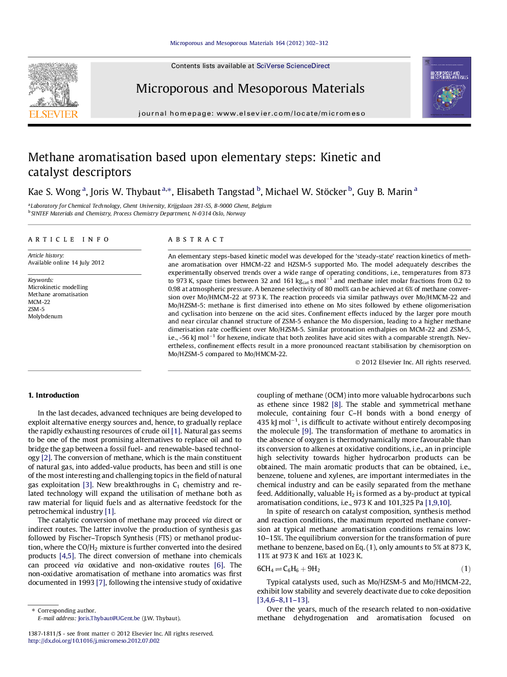 Methane aromatisation based upon elementary steps: Kinetic and catalyst descriptors