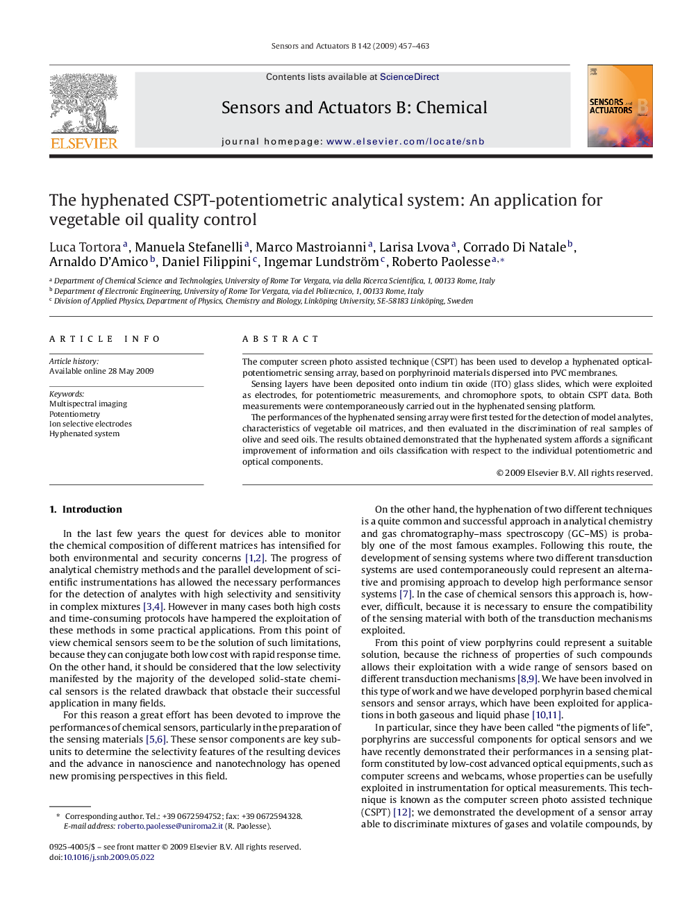 The hyphenated CSPT-potentiometric analytical system: An application for vegetable oil quality control